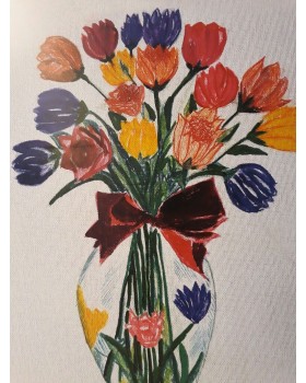 Flower Pot (Canvas) With Frame(Tigar)-11"X15" Flower Pot (Canvas) With Frame(Tigar)-11"X15"